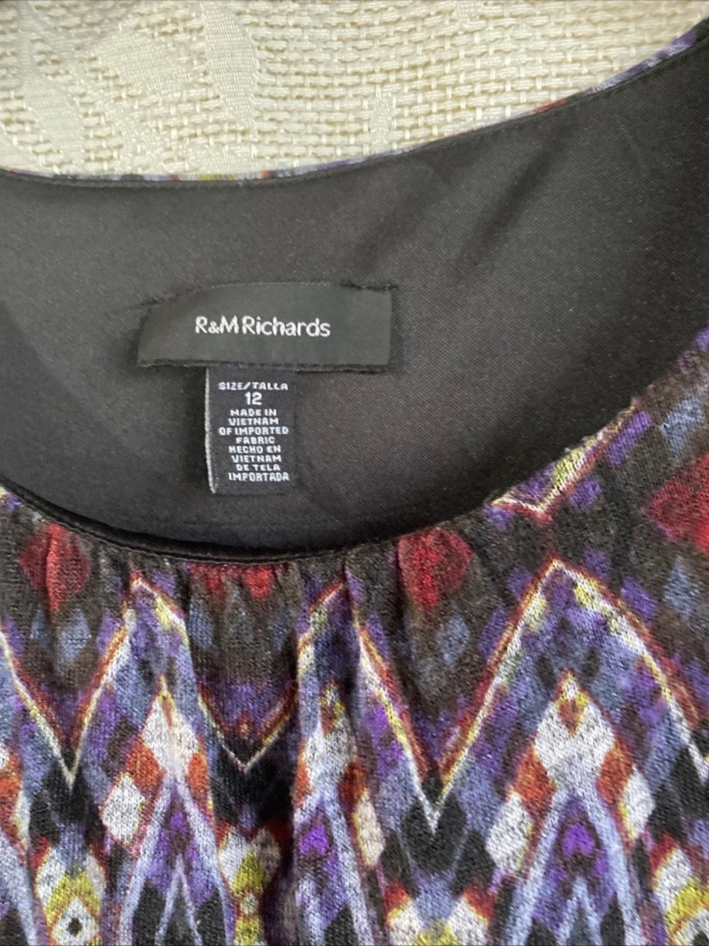 R&M Richards Olive, Purple and Black Patterned Long Sleeve Dress - Picture 5 of 9